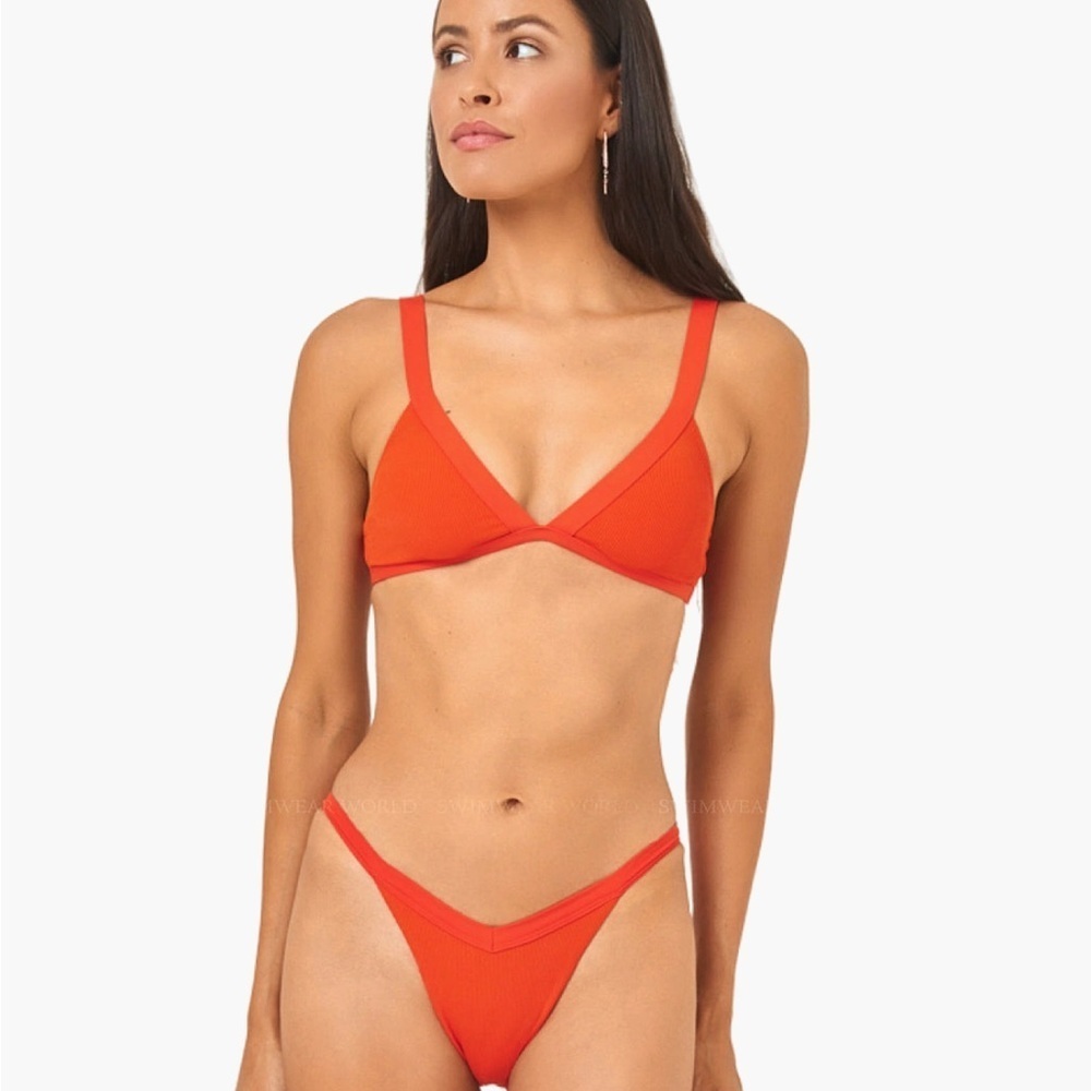 L*Space Orange Bikini Top NWT Ribbed Triangle Swim Top Beach Swimwear
